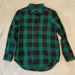 Polo by Ralph Lauren Button Up Flannel Shirt Black and Green Checked Size S 8
